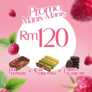 RASPBERRY CHOCOLATE MEDIUM SIZE + 4 PERISA TRIAL PACK + PERCUMA COOKIES DARK CHOCOLATE